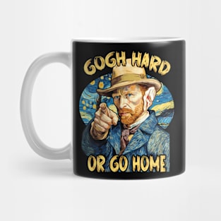 Gogh Hard or Go Home Funny Artist Pun Design Mug